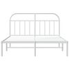 vidaXL Cadre de lit m&eacute;tal sans matelas et t&ecirc;te de lit blanc 140x190 cm