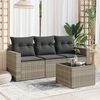 vidaXL Salon de jardin 4 pcs avec coussins gris clair r&eacute;sine tress&eacute;e
