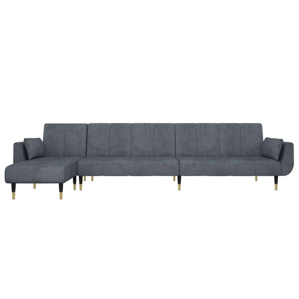 vidaXL Canap&eacute;-lit en forme de L gris 275x140x70 cm velours