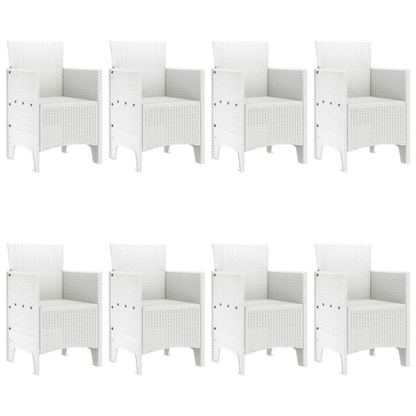 vidaXL Ensemble de salle à manger pour jardin 9 pcs Blanc Rattan Polt