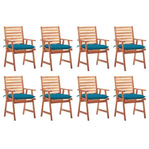 vidaXL Chaises &agrave; manger d'ext&eacute;rieur lot de 8 et coussins Acacia massif