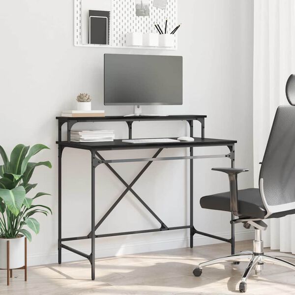 vidaXL Bureau Ch&ecirc;ne noir 100 x 50 x 90 cm Bois d'ing&eacute;nierie