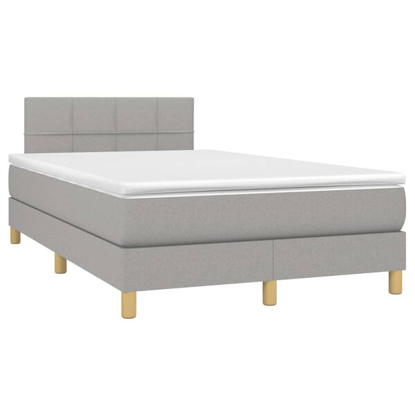 vidaXL Sommier &agrave; lattes de lit matelas LED gris clair 120x190 cm tissu