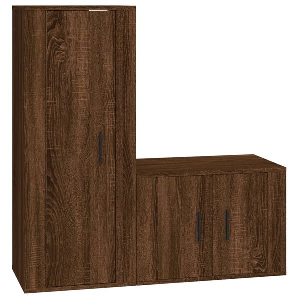 vidaXL Ensemble de meubles TV 2 pcs Ch&ecirc;ne marron Bois d'ing&eacute;nierie