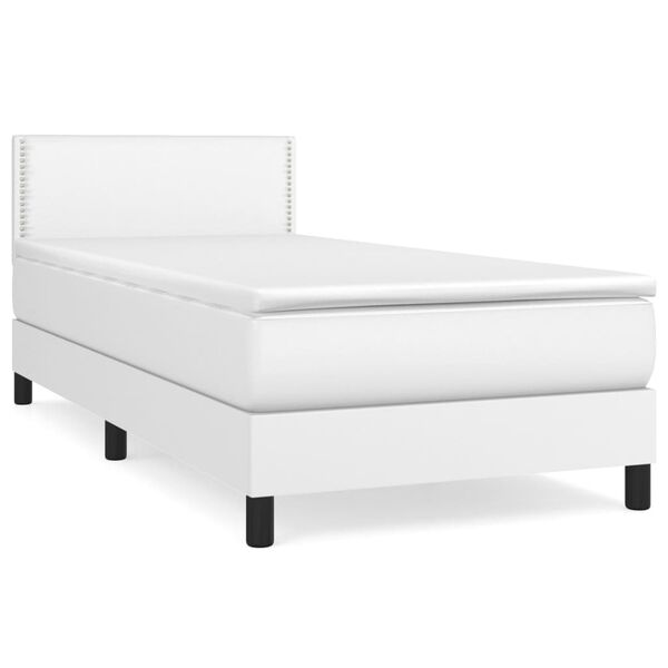 vidaXL Sommier &agrave; lattes de lit avec matelas Blanc 100x200cm Similicuir