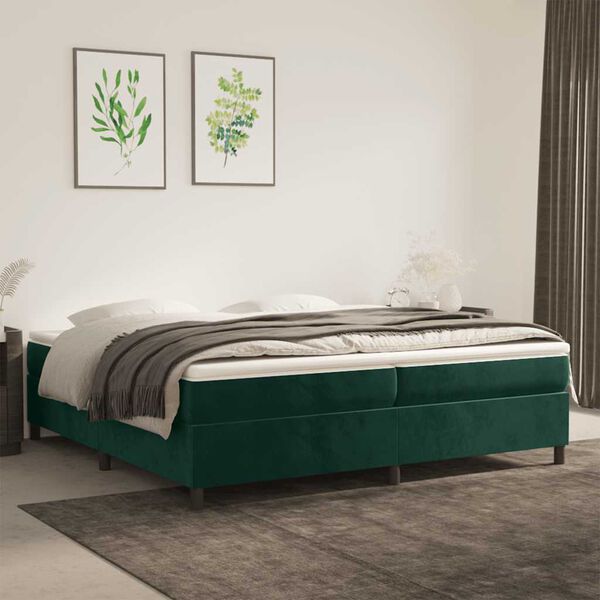 vidaXL Sommier &agrave; lattes de lit et matelas Vert fonc&eacute; 200x200cm Velours