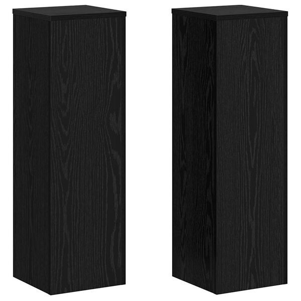 vidaXL Support de Plante 2 pcs Ch&ecirc;ne noir 25 x 25 x 80 cm