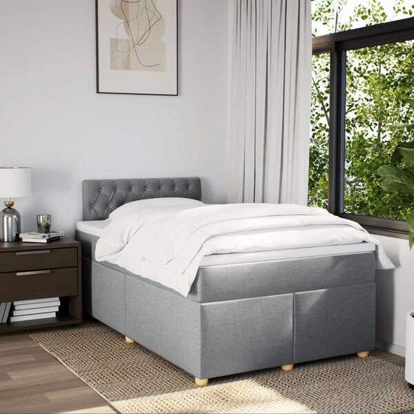 vidaXL Sommier &agrave; lattes de lit avec matelas Gris clair 120x200cm Tissu