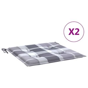vidaXL Coussins de chaise de jardin lot de 2 carreaux gris 50x50x4 cm