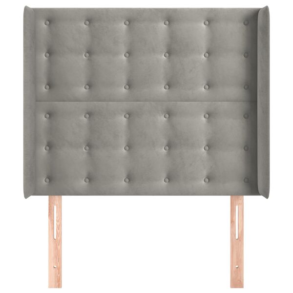 vidaXL T&ecirc;te de lit avec oreilles Gris clair 93x16x118/128 cm Velours