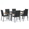 vidaXL Ensemble &agrave; manger de jardin 7 pcs noir textil&egrave;ne et acier