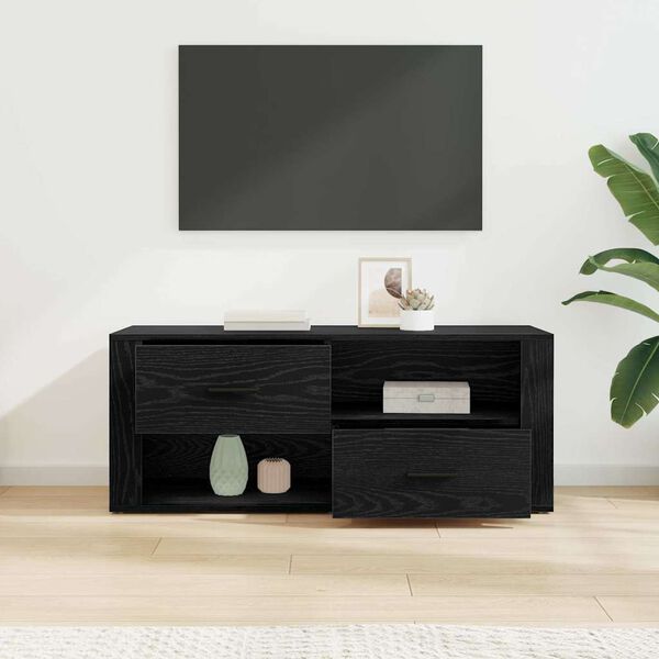 vidaXL Meuble TV Ch&ecirc;ne noir 100 x 35 x 40 cm Bois d'ing&eacute;nierie