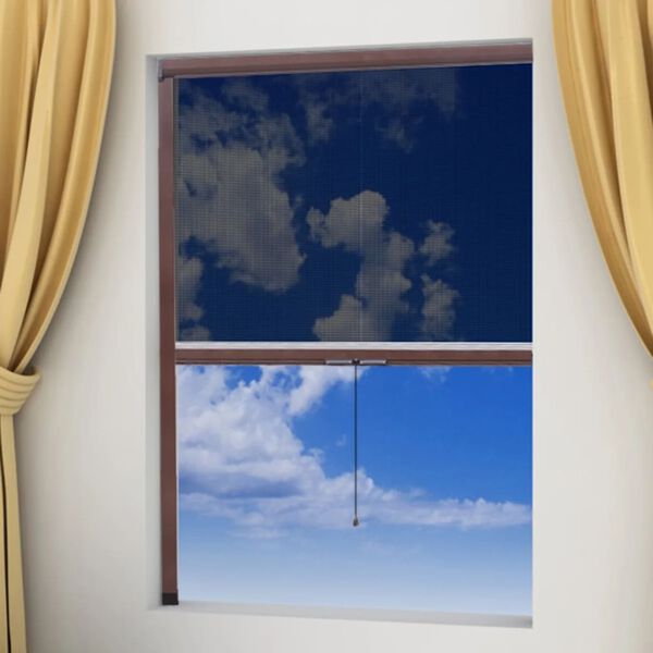 Moustiquaire enroulable marron pour fenêtre 60 x 150 cm
