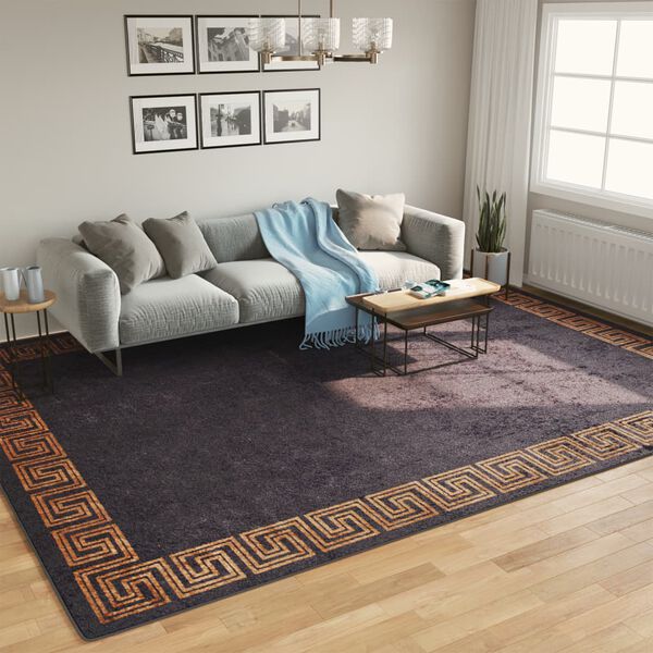 vidaXL Tapis lavable noir et dor&eacute; 400x300 cm
