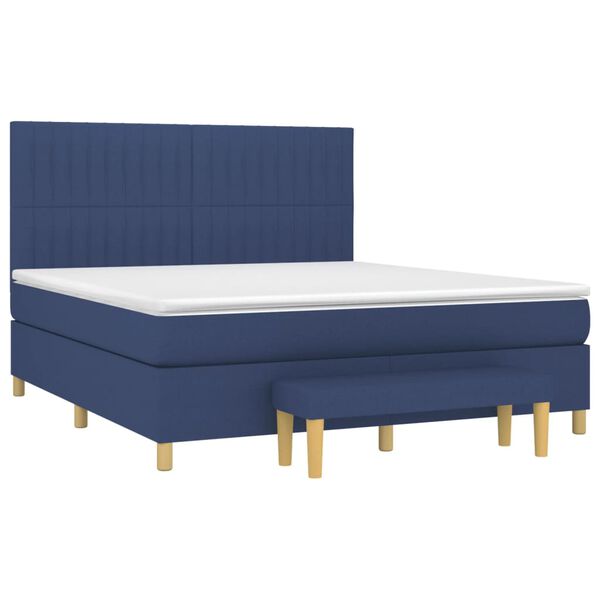 vidaXL Sommier &agrave; lattes de lit avec matelas Bleu 180x200 cm Tissu