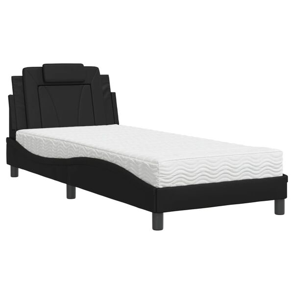vidaXL Lit Viana avec matelas noir 80x200 cm similicuir