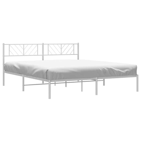 vidaXL Cadre de lit m&eacute;tal sans matelas et t&ecirc;te de lit blanc 193x203 cm