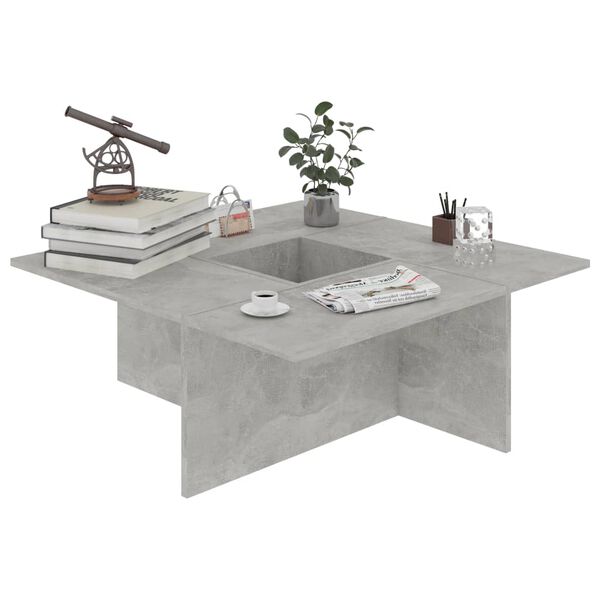 vidaXL Table basse Gris b&eacute;ton 79,5x79,5x30 cm bois d'ing&eacute;nierie