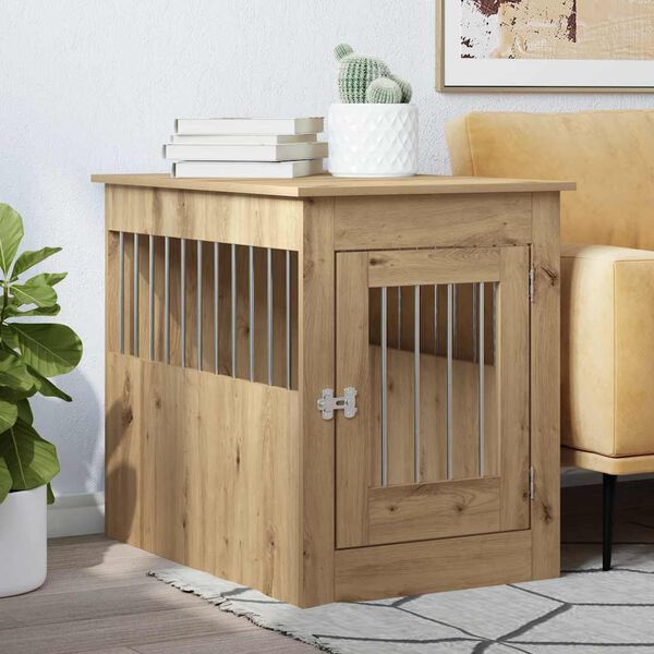 vidaXL Meuble de cage pour chiens chêne artisanal 55x80x68 cm