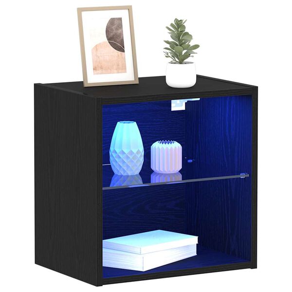 vidaXL &Eacute;tag&egrave;re flottante avec lumi&egrave;re LED 2 pcs Noir 40 x 28,5 x 40 cm