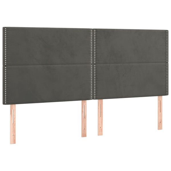 vidaXL T&ecirc;te de lit Gris fonc&eacute; 200 x 5 x 118/128 cm Velours