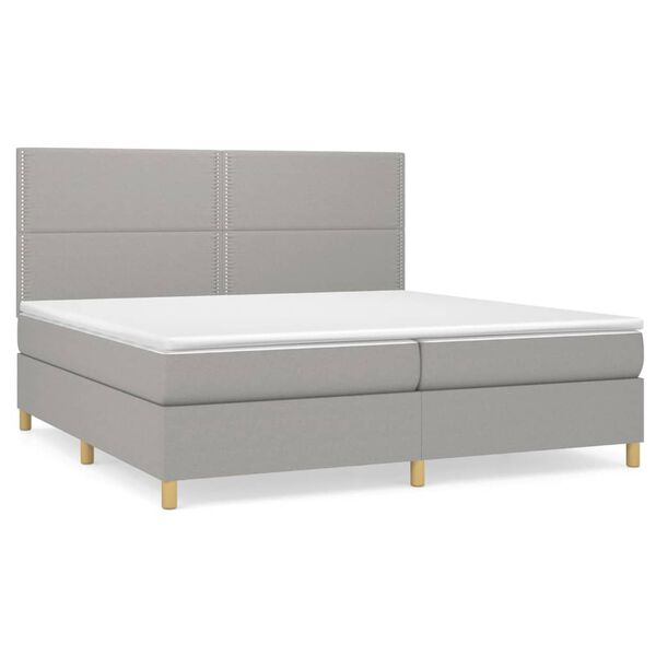 vidaXL Sommier &agrave; lattes de lit avec matelas Gris clair 200x200cm Tissu