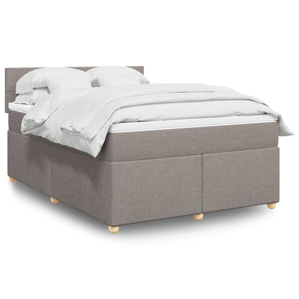 vidaXL Sommier &agrave; lattes de lit avec matelas Taupe 160x200 cm Tissu