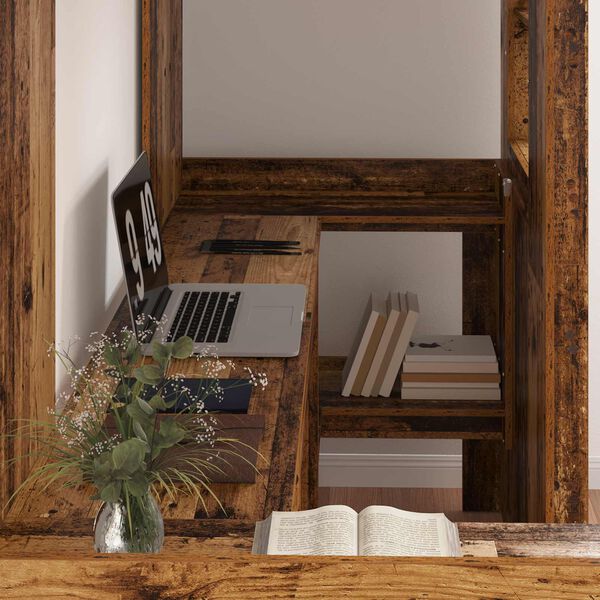 vidaXL Cadre de lit superpos&eacute; avec bureau Bois ancien 75 x 190 cm