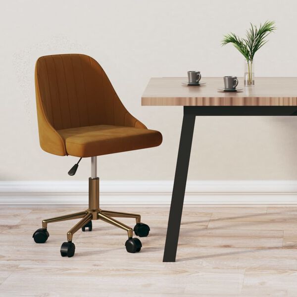 vidaXL Chaise pivotante de salle &agrave; manger Marron Velours