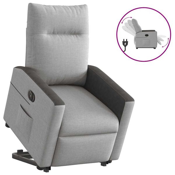 vidaXL Fauteuil inclinable électrique gris nuage tissu