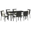 vidaXL Ensemble de salle &agrave; manger pour jardin 7 pc Noir polyrotin