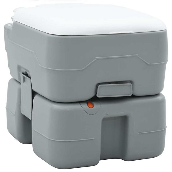 vidaXL Toilette de Camping Gris et blanc 41,5 x 36,5 x 37,5 cm