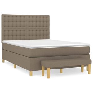 vidaXL Sommier &agrave; lattes de lit avec matelas Taupe 140x190 cm Tissu