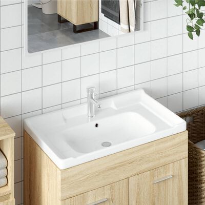 vidaXL Évier salle de bain blanc 91,5x48x23 cm rectangulaire céramique
