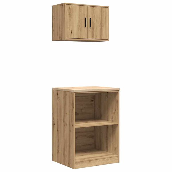 vidaXL Armoires garage 2 pcs ch&ecirc;ne artisanal bois d'ing&eacute;nierie