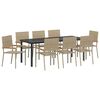 vidaXL Ensemble de salle &agrave; manger pour jardin 9 pc Beige polyrotin