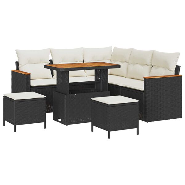 vidaXL Ensemble de canap&eacute; de jardin 8 pcs Noir polyrotin