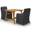 vidaXL Ensemble &agrave; manger de jardin 3 pcs Noir