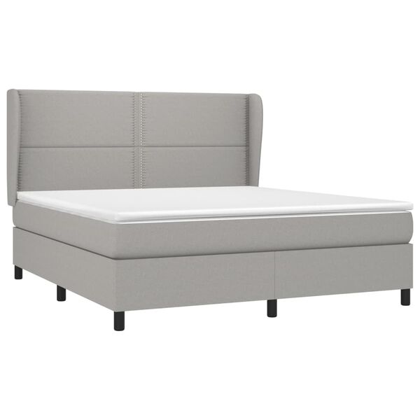 vidaXL Sommier &agrave; lattes de lit avec matelas Gris clair 180x200cm Tissu