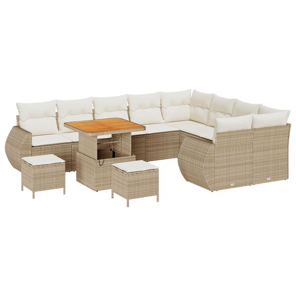 vidaXL Ensemble de canap&eacute; de jardin avec coussin 12 pcs beige et cr&egrave;me