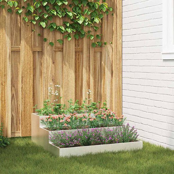 vidaXL Cache-pot de jardin Argent 90 x 90 x 35 cm Acier inoxydable