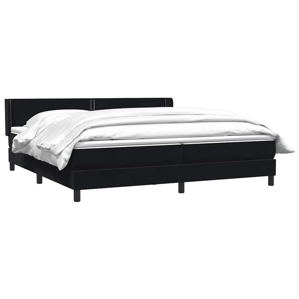 vidaXL Sommier &agrave; lattes de lit avec matelas noir 180x210 cm velours
