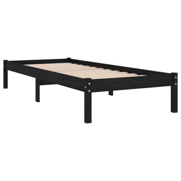 vidaXL Cadre de lit sans matelas noir bois massif 100x200 cm
