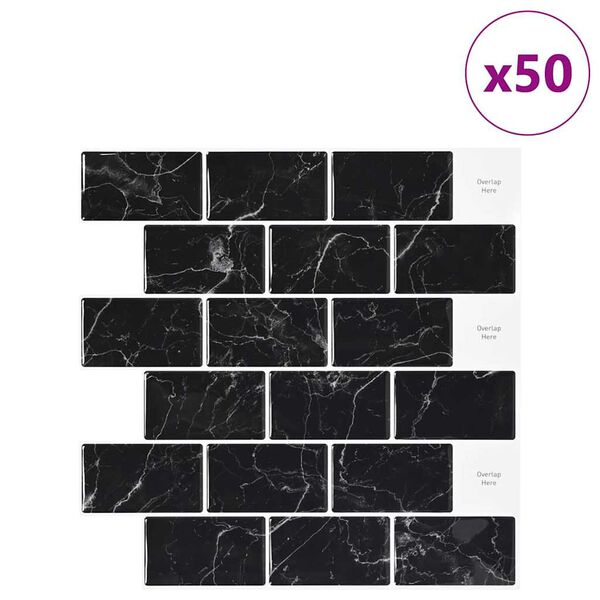 vidaXL Carreau de m&eacute;tro 50 pcs Marbre noir 30,5 x 30,5 cm