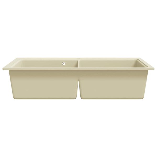 vidaXL &Eacute;vier de cuisine Granit Double lavabo Beige