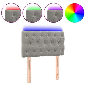 vidaXL T&ecirc;te de lit &agrave; LED Gris clair 80x7x78/88 cm Velours