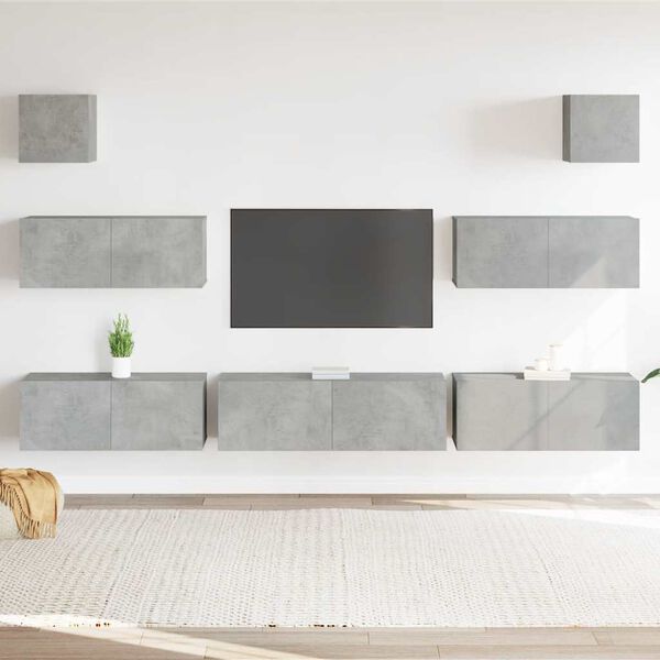 vidaXL Ensemble de meubles TV 7 pcs Gris béton Bois d'ingénierie