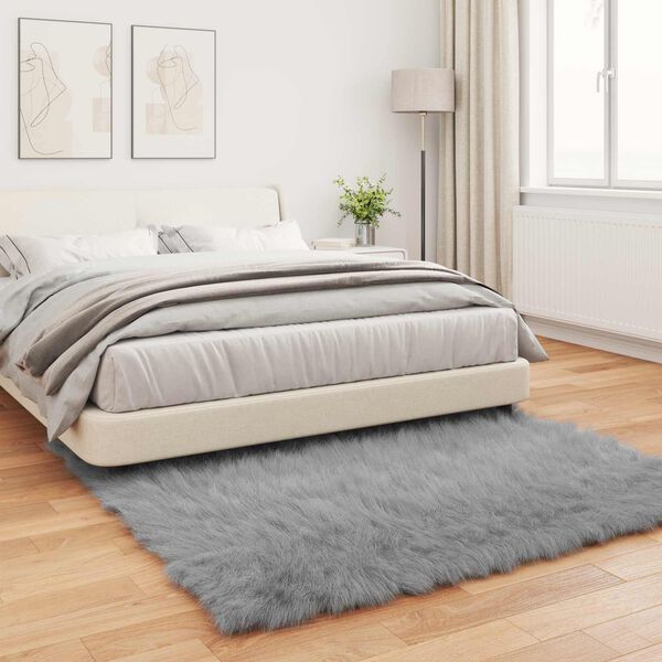 vidaXL Tapis en fausse Tafalla Gris 120 x 120 cm Polyester