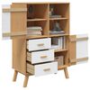 vidaXL Buffet haut OLDEN blanc marron 85x43x125 cm bois massif de pin