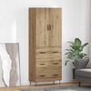 vidaXL Haut Armoire 2 pcs Ch&ecirc;ne artisanal Bois d'ing&eacute;nierie et verre